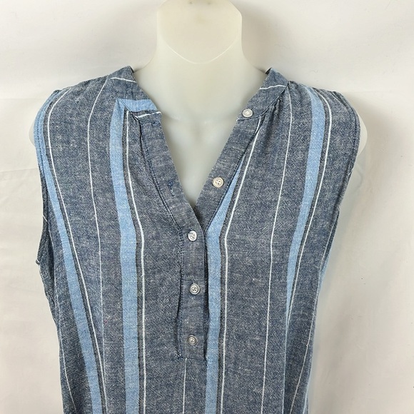 Anthropologie‎ Drew Henley Striped Tie Wrap Sleeveless Mini Dress Size S - Picture 4 of 10